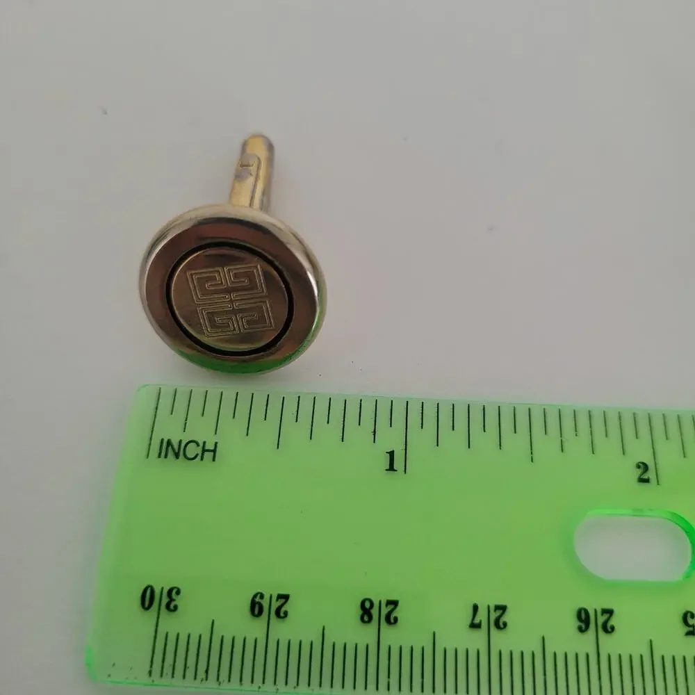 Givenchy Cufflinks Set‎ Gold Round Tone Logo Vintage Designer